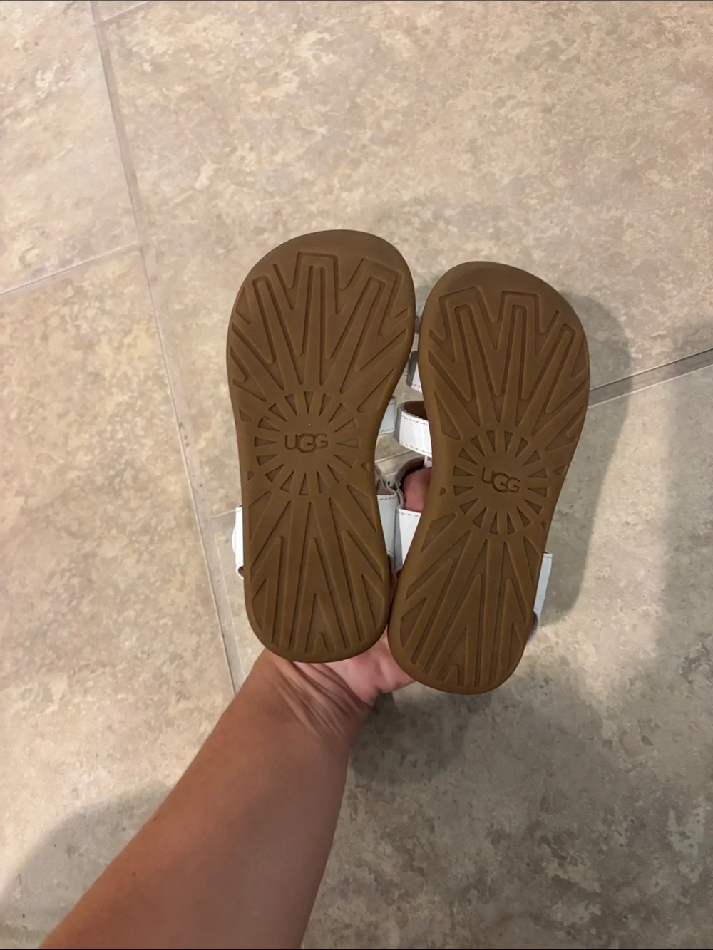 UGG Kids White Leather Strappy Fisherman Sandals